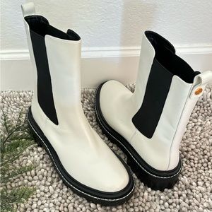 Tory Burch Black and White Ankle Boots